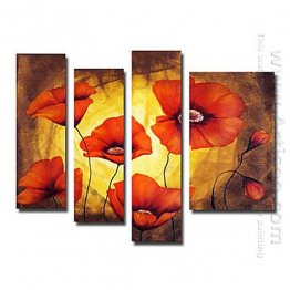 Hand-painted Floral Oil Painting - Set of 4