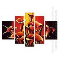 Hand-painted Oil Painting Floral Oversized Wide - Set of 5