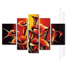 Hand-painted Oil Painting Floral Oversized Wide - Set of 5