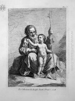 St Joseph Child Jesus Between His Knees Hands Him An Apple