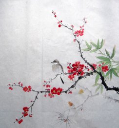 Pájaros y flores - Pintura china