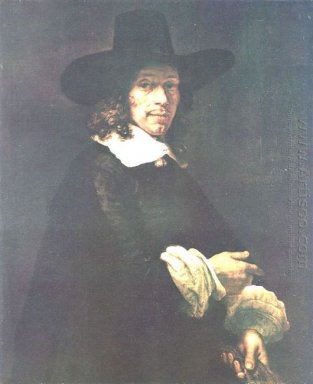 Ritratto di gentiluomo con un cappello alto e guanti 1660