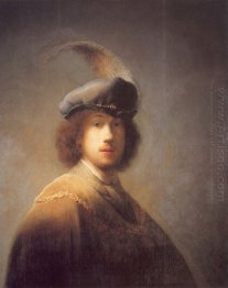 Retrato de auto com Plumed Beret 1629