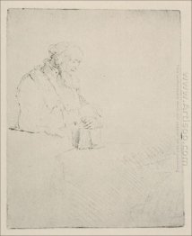 An Old Man Resting His Hands Upon A Book 1645