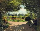 Adolphe Monet Läsning i trädgården