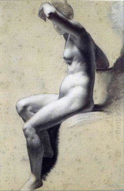 Drawing Of Female Nude With Charcoal And Chalk 1800 3