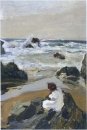 Elenita en la playa Asturias 1903