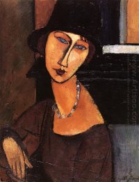 jeanne hebuterne with hat and necklace 1917