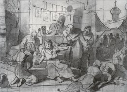 Helig Fool Omgiven av pilgrimer 1872