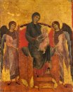 The Virgin Dan Anak Enthroned Dengan Dua Malaikat