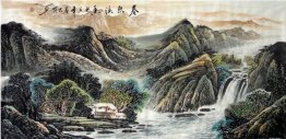 Montagnes, cascade - Peinture chinoise