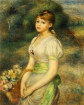 Young Girl With A Basket Of Flowers 1888