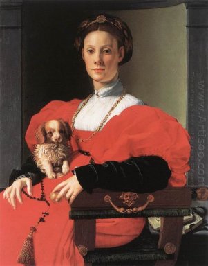 Portrait d\'une dame avec un chiot