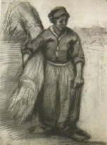 Peasant Woman Carrying A Sheaf Of Grain 1885