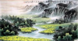 Landscape with village - Chinese Painting