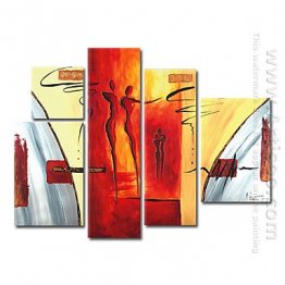 Hand-painted Abstract Oil Painting - Set of 5