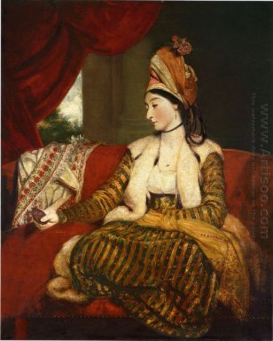 Portrait Of Mrs Baldwin Full Length Duduk On A Red Divan