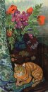 Bouquet och en katt 1919