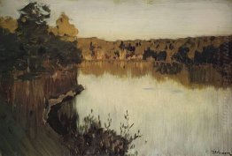 Sunset Over A Forest Lake Study