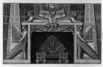 Egyptian Style Fireplace Surmounted By Two Sphinxes And Flanked