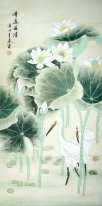 Crane - Lotus - peinture chinoise