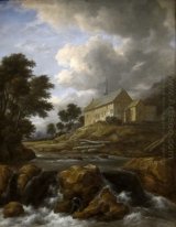 Landschaft mit einer Kirche durch einen Torrent