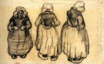 Three Studies Of A Woman With A Shawl 1885