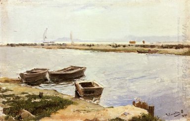 Tres barcos By A Shore 1899