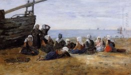 Berck Group Of Fishwomen Seated On The Beach