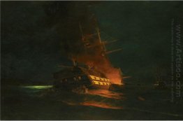 The burning of a Turkish frigate