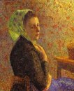 Frau trägt einen grünen Kopftuch 1893