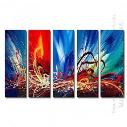 Hand-painted Abstract Oil Painting - Set of 5