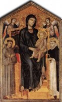 Madonna a couronné avec l'enfant St Francis St Domenico et deux