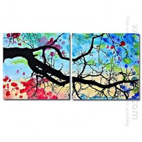 Tangan-Dicat Floral Oil Painting - Set Of 2