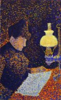 Frau durch einen Lampen 1890