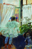 Vid fönstret Stående av I B Kustodieva 1910
