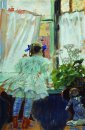Am Fenster Porträt von I B Kustodieva 1910
