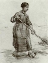 Peasant Woman Pitching Wheat Or Hay 1885