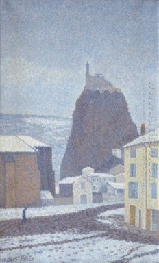 Saint Michel d\'Aiguilhe (Haute-Loire) Onder Sneeuw