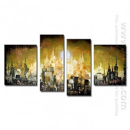 Hand-painted Oil Painting Landscape Oversized Wide - Set of 4