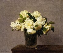 Roses blanches dans un vase en 1885