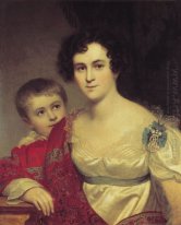 Retrato de un I Molchanova con la hija 1814