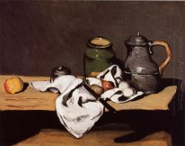 Still Life With Green Pot And Pewter Jug