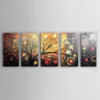 Hand-painted Abstract Oil Painting - Set of 5