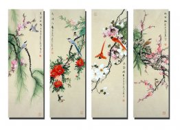 Birds&Flowers - FourInOne - Chinese Painting