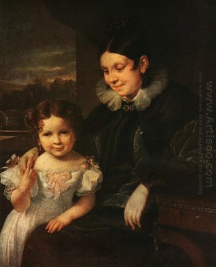 Portret van V I Yershova met haar dochter 1831