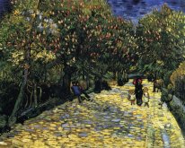 Avenue met bloeiende kastanjebomen in Arles 1889