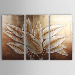 Hand-painted Abstract Oil Painting with Gold Foil - Set of 3