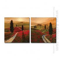 Hand-painted Landscape Oil Painting - Set of 2