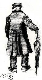 Orphan Man With Long Overcoat And Umbrella Seen From The Back 2